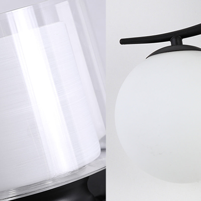 1-Light Round Wall Sconce Modern Simple Style Glass Wall Lighting in Black