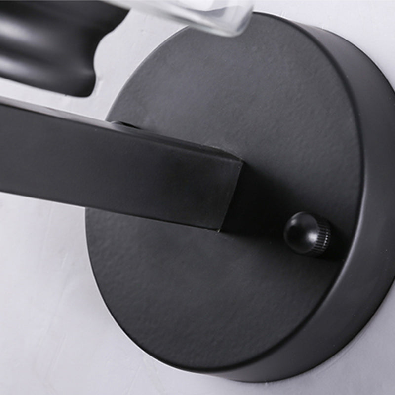 1-Light Round Wall Sconce Modern Simple Style Glass Wall Lighting in Black