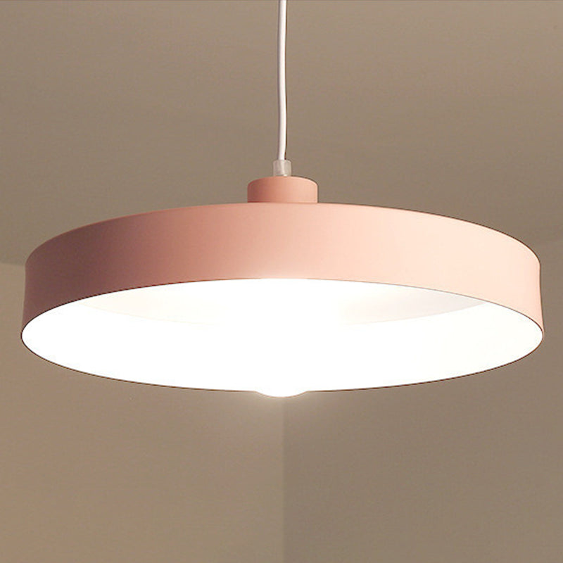 Modern Nordic Macaron Hanging Lamp Wooden Barn Single Pendant Light with Metal Shade