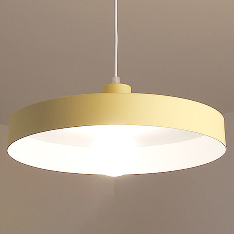 Modern Nordic Macaron Hanging Lamp Wooden Barn Single Pendant Light with Metal Shade