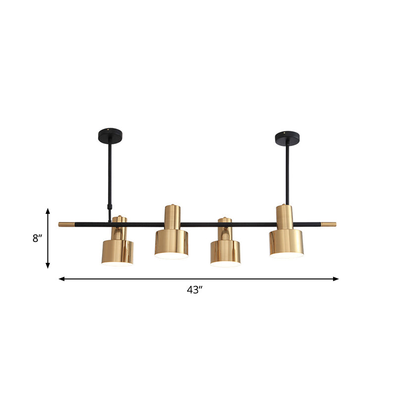 Drum Metal Hanging Pendant Light Traditional 4/5 Lights Dining Room Island Lighting Fixture in Gold