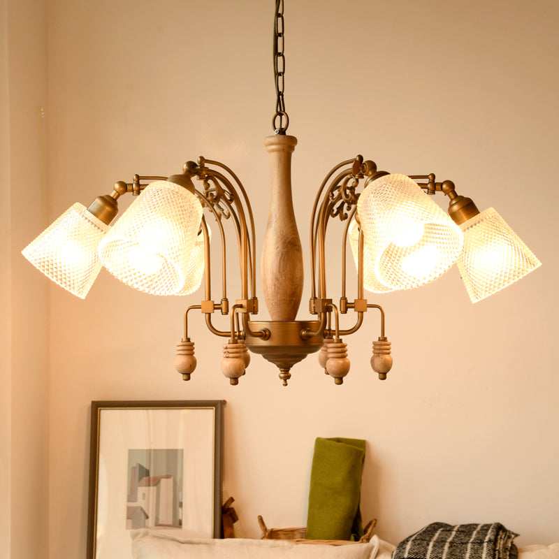 Verjüngter Schlafzimmer Anhänger Kronleuchter traditionelles Opal geätztes Glas 6 Lichter weiß/rot/braun hängen