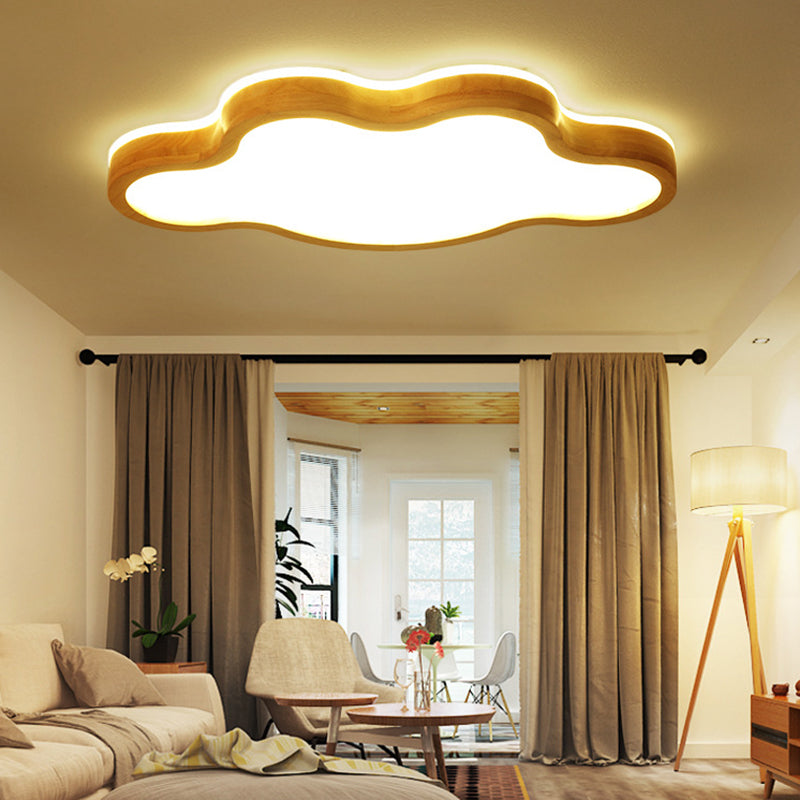 Contemporary Creative Wooden LED Flush Mount Ceiling Light for Living Room
