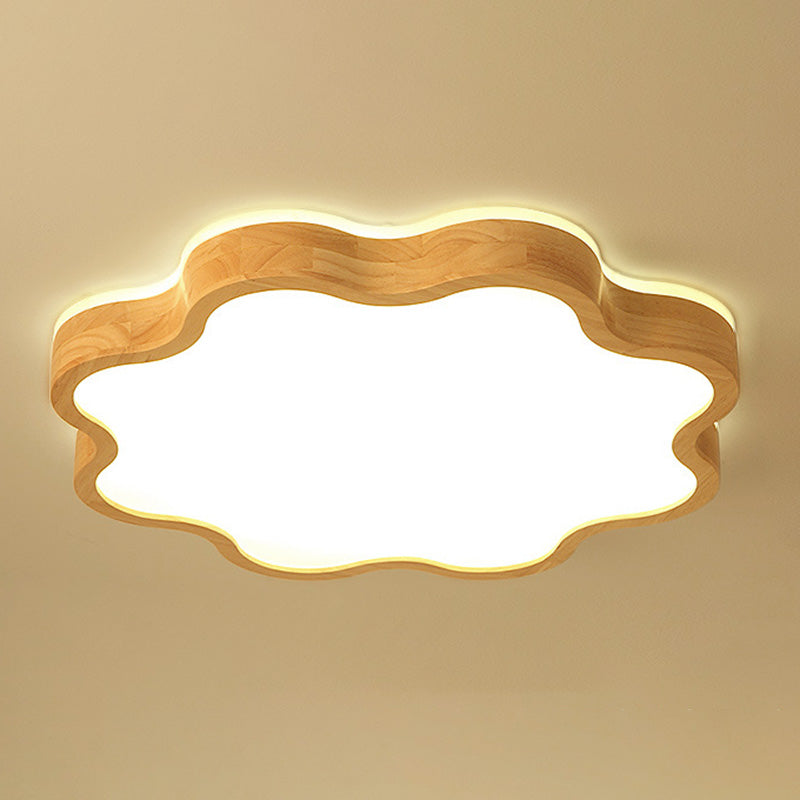 Contemporary Creative Wooden LED Flush Mount Ceiling Light for Living Room