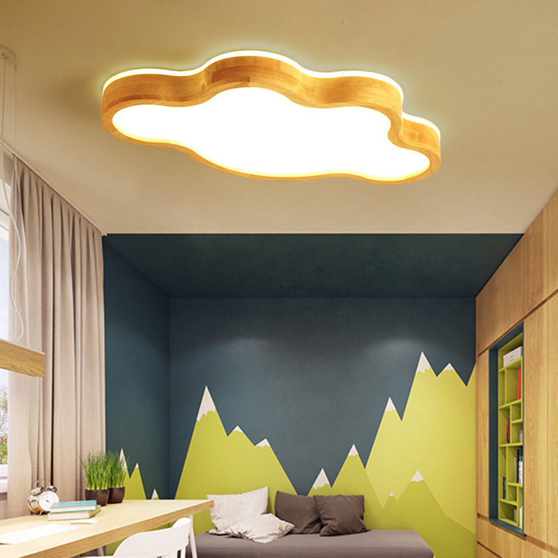 Contemporary Creative Wooden LED Flush Mount Ceiling Light for Living Room