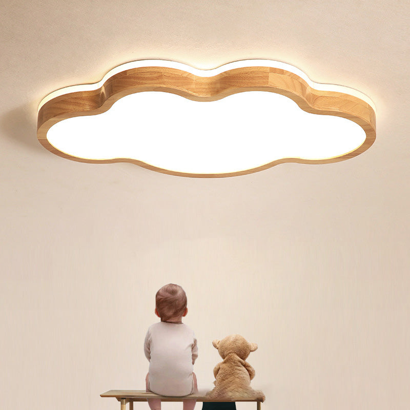 Contemporary Creative Wooden LED Flush Mount Ceiling Light for Living Room