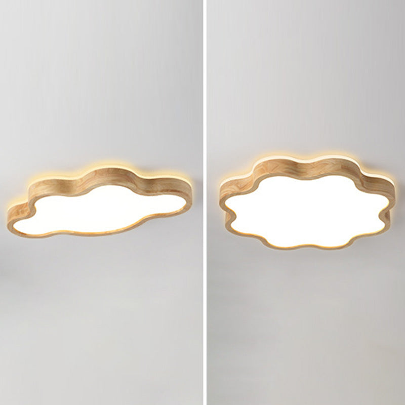 Contemporary Creative Wooden LED Flush Mount Ceiling Light for Living Room