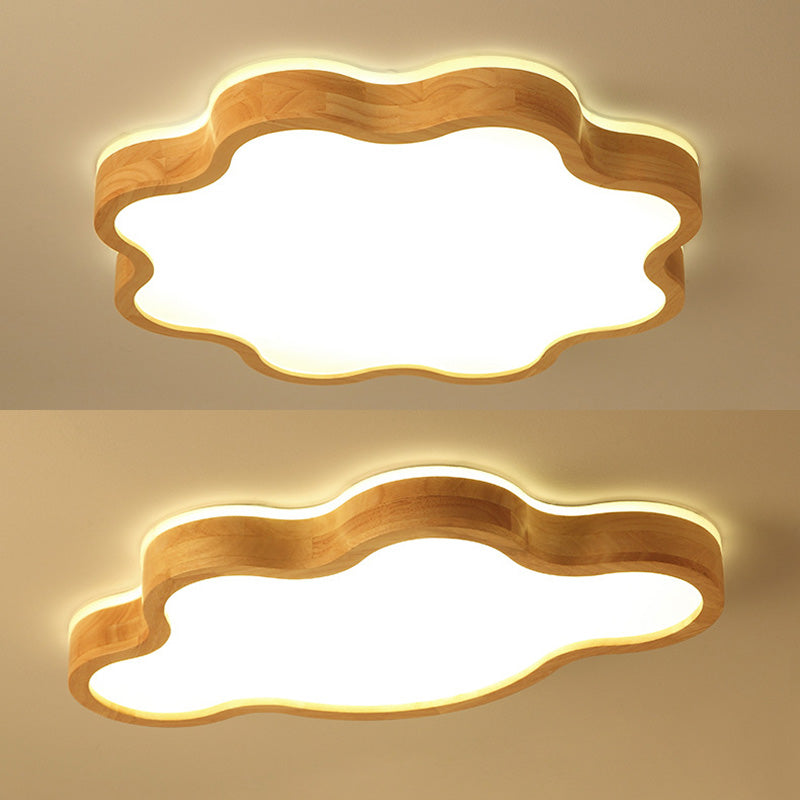 Contemporary Creative Wooden LED Flush Mount Ceiling Light for Living Room