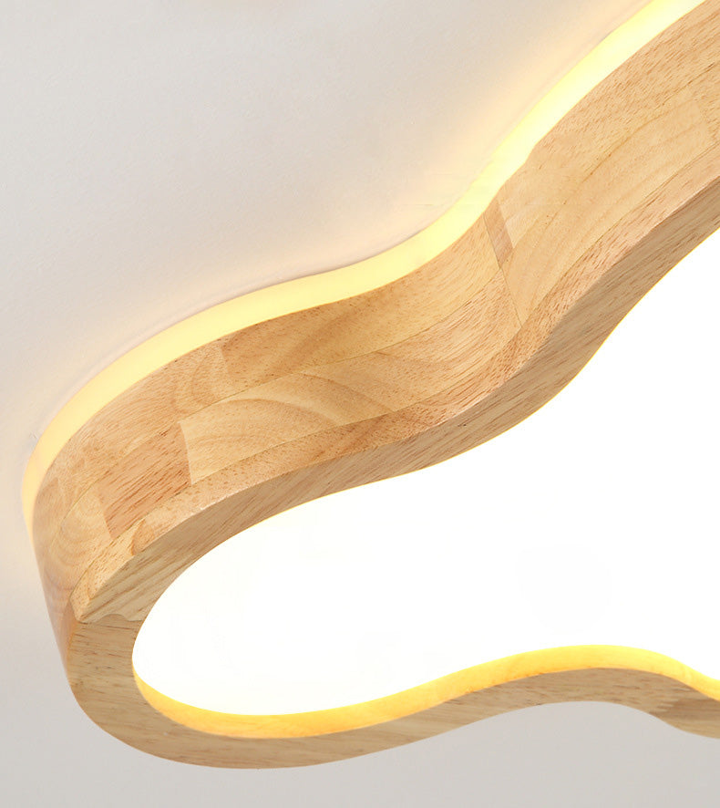 Contemporary Creative Wooden LED Flush Mount Ceiling Light for Living Room