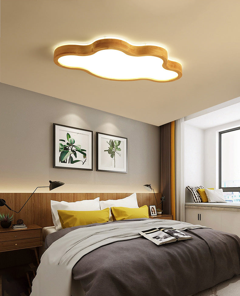 Contemporary Creative Wooden LED Flush Mount Ceiling Light for Living Room