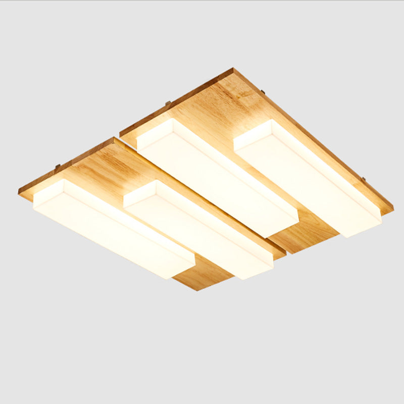 Multi-light Wooden Simplicity LED Ceiling Lamp Flush Mount Ceiling Light for Living Room