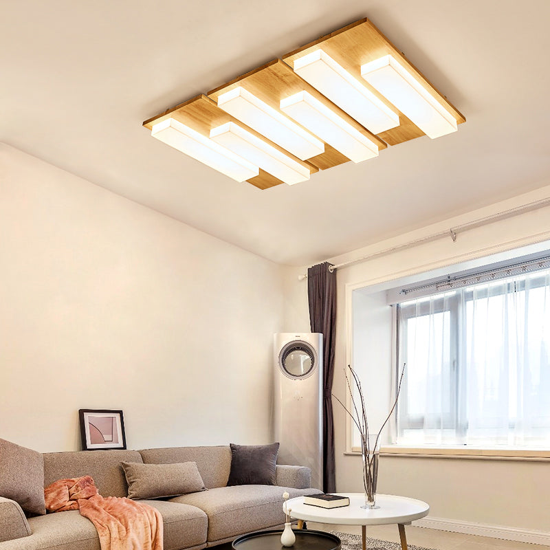 Multi-light Wooden Simplicity LED Ceiling Lamp Flush Mount Ceiling Light for Living Room