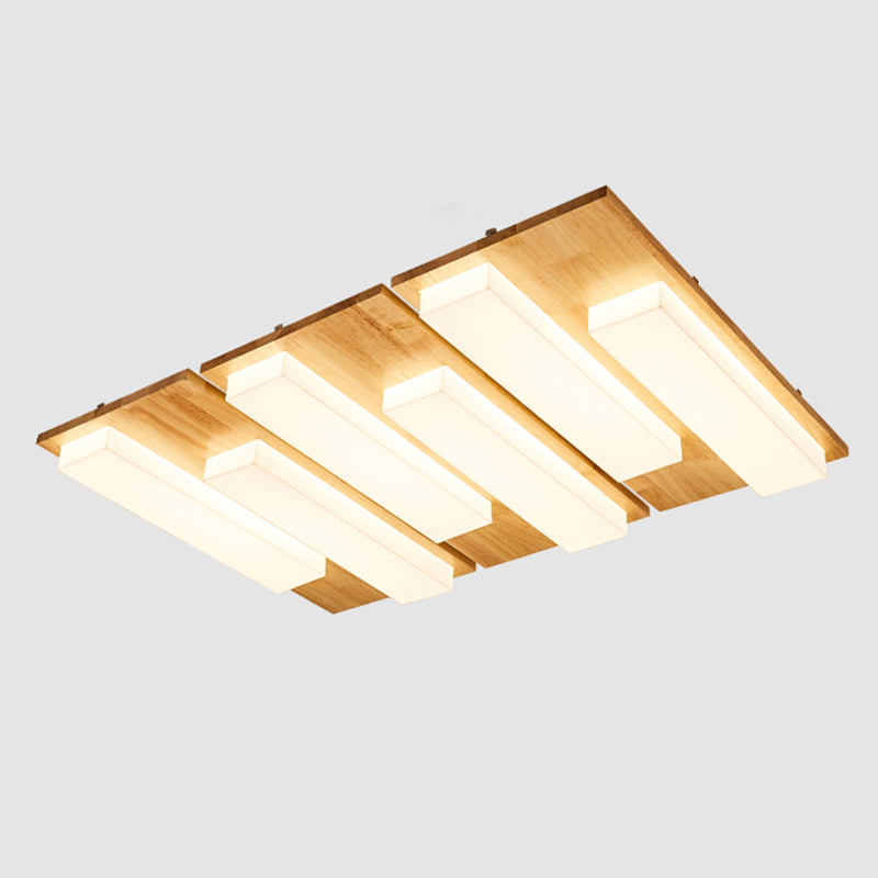 Multi-light Wooden Simplicity LED Ceiling Lamp Flush Mount Ceiling Light for Living Room
