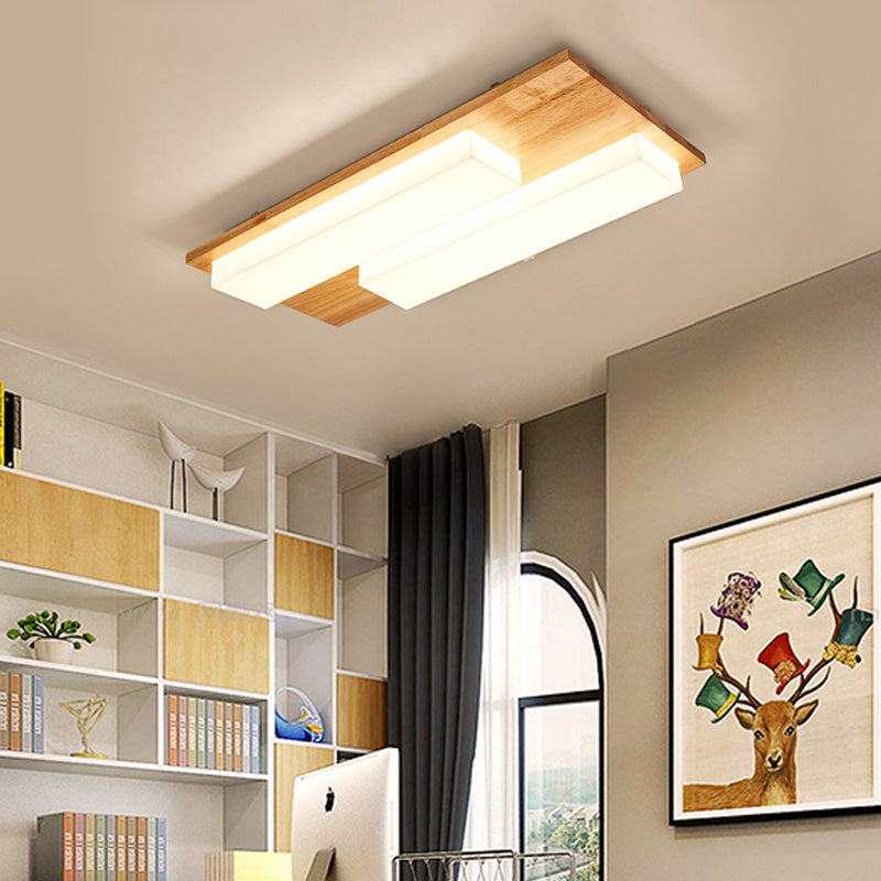 Multi-light Wooden Simplicity LED Ceiling Lamp Flush Mount Ceiling Light for Living Room