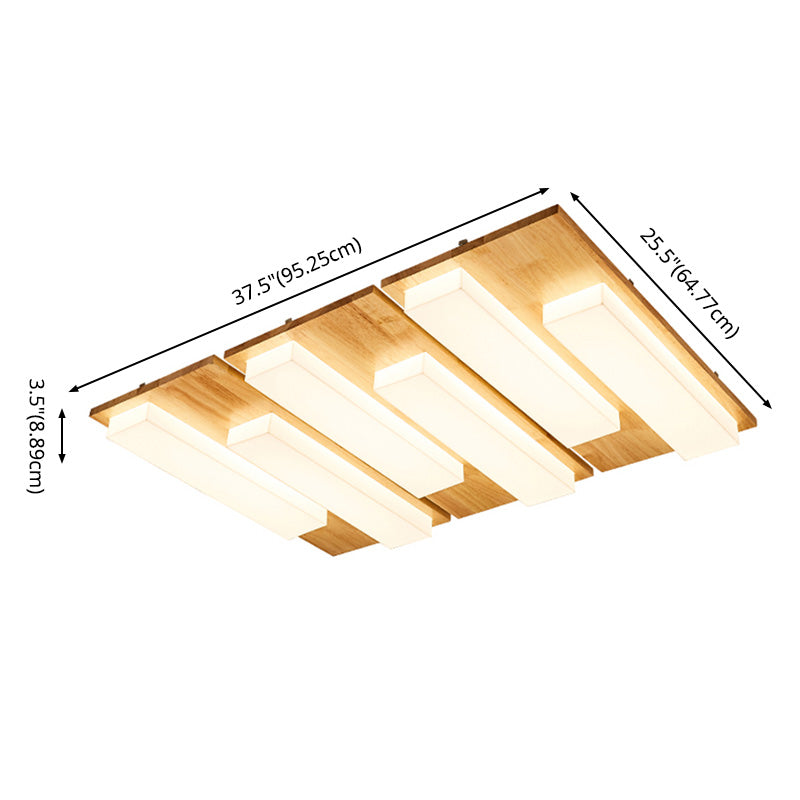 Multi-light Wooden Simplicity LED Ceiling Lamp Flush Mount Ceiling Light for Living Room