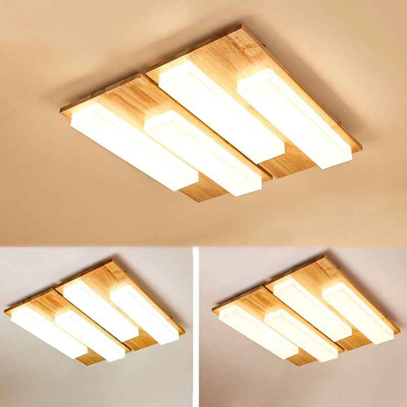 Multi-light Wooden Simplicity LED Ceiling Lamp Flush Mount Ceiling Light for Living Room