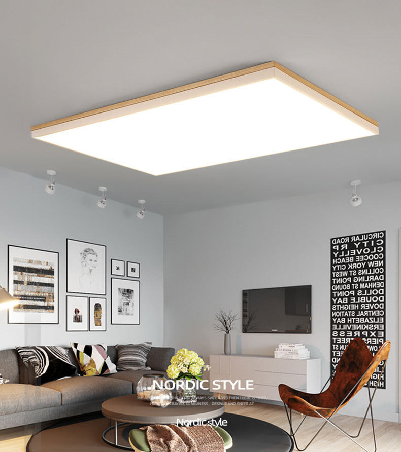 Einfachheit Moderne Holz Deckenmontage Leuchte mit Acryl Schatten für Wohnzimmer