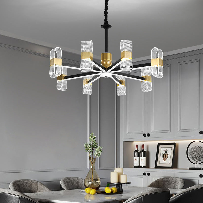 Modern LED Hanging Chandelier Clear Acrylic Shade for Living Room Dining Room