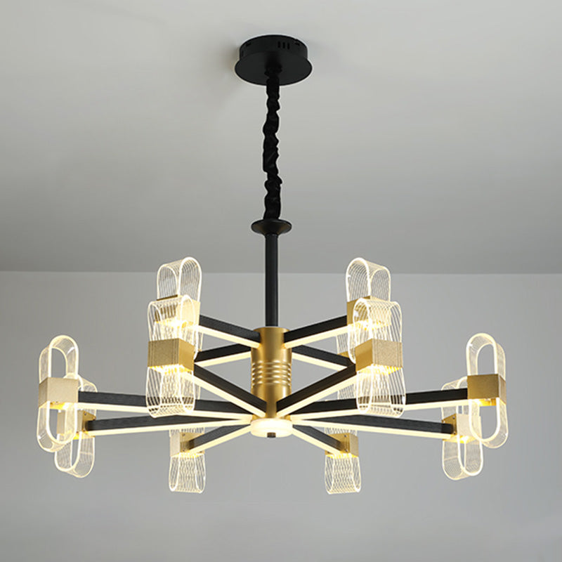 Modern LED Hanging Chandelier Clear Acrylic Shade for Living Room Dining Room