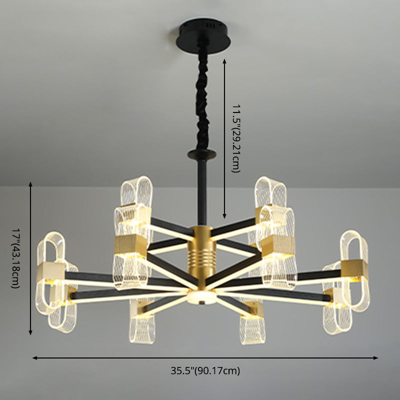 Modern LED Hanging Chandelier Clear Acrylic Shade for Living Room Dining Room