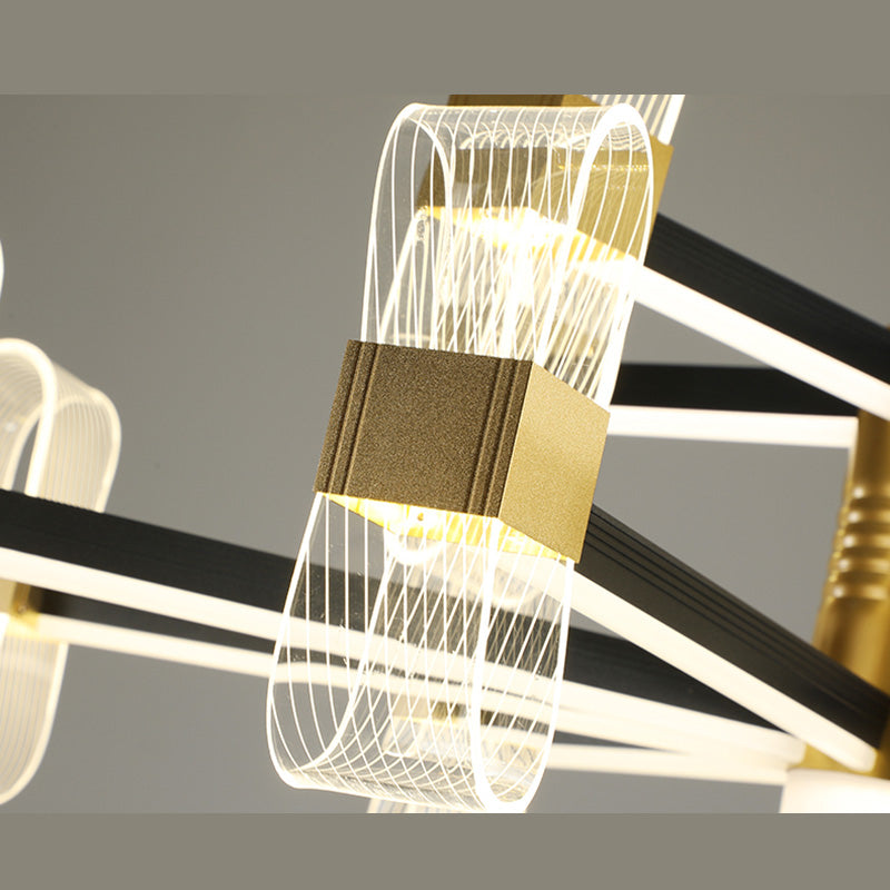 Modern LED Hanging Chandelier Clear Acrylic Shade for Living Room Dining Room