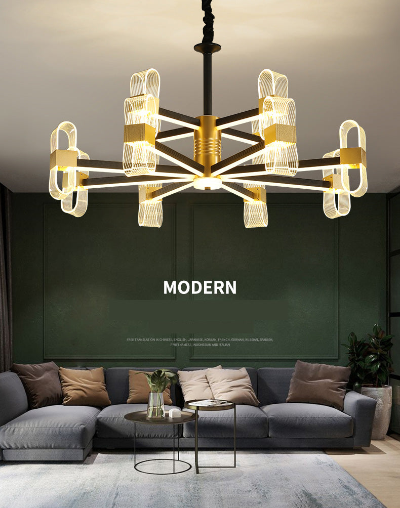 Modern LED Hanging Chandelier Clear Acrylic Shade for Living Room Dining Room