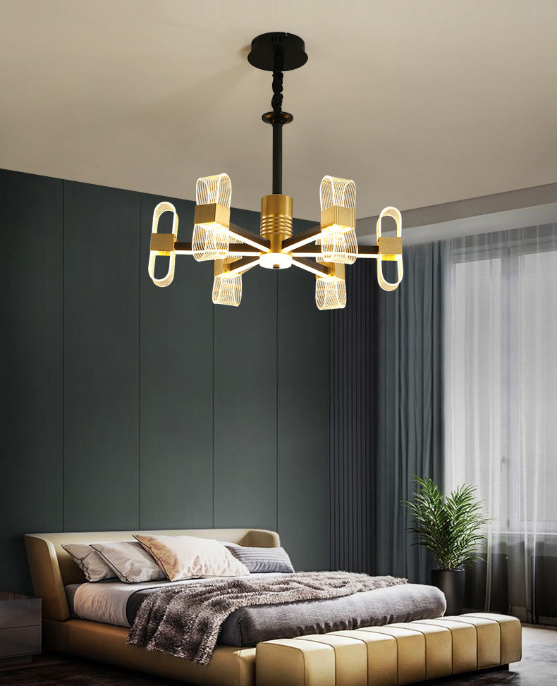 Modern LED Hanging Chandelier Clear Acrylic Shade for Living Room Dining Room