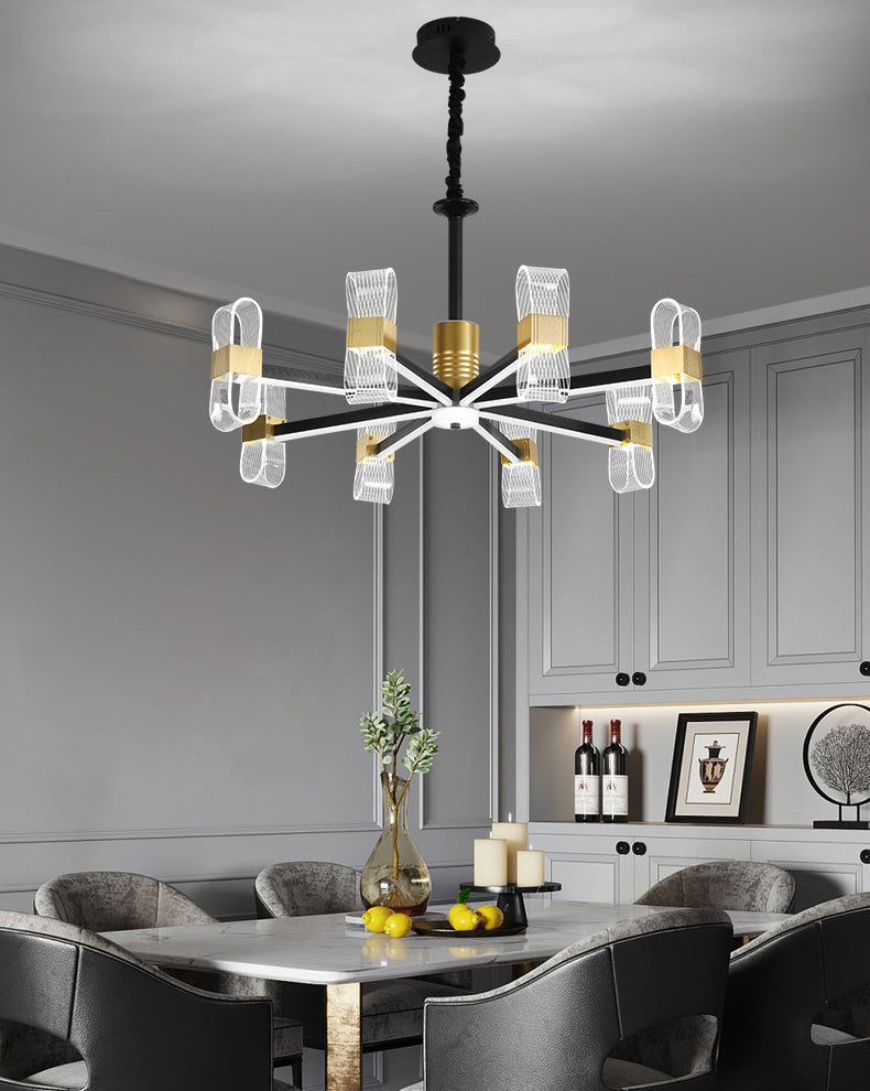Modern LED Hanging Chandelier Clear Acrylic Shade for Living Room Dining Room