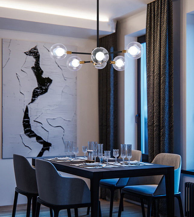 Globe Chandelier Light Fixture Modern Glass Pendant Lighting for Restaurant