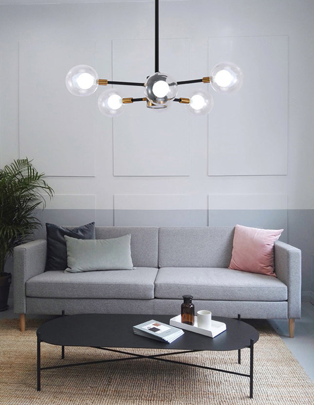 Globe Chandelier Light Fixture Modern Glass Pendant Lighting for Restaurant