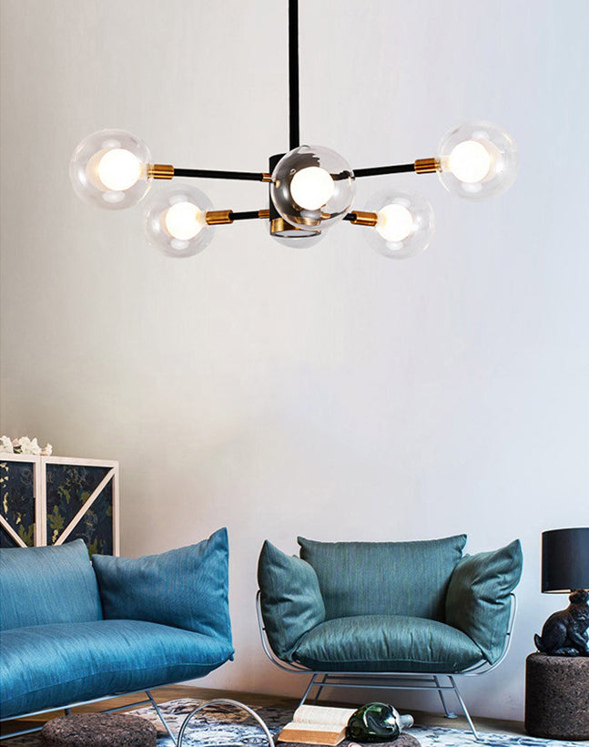 Globe Chandelier Light Fixture Modern Glass Pendant Lighting for Restaurant