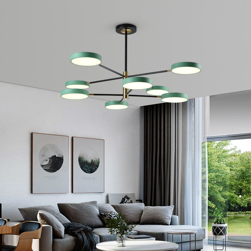 Two Layers Iron Chandelier Contemporary Style Pendant Light for Living Room Dinning Room