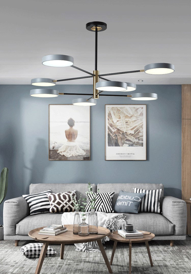 Two Layers Iron Chandelier Contemporary Style Pendant Light for Living Room Dinning Room