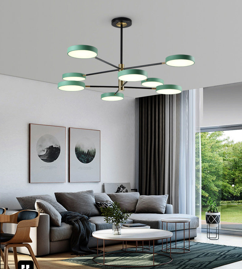 Two Layers Iron Chandelier Contemporary Style Pendant Light for Living Room Dinning Room