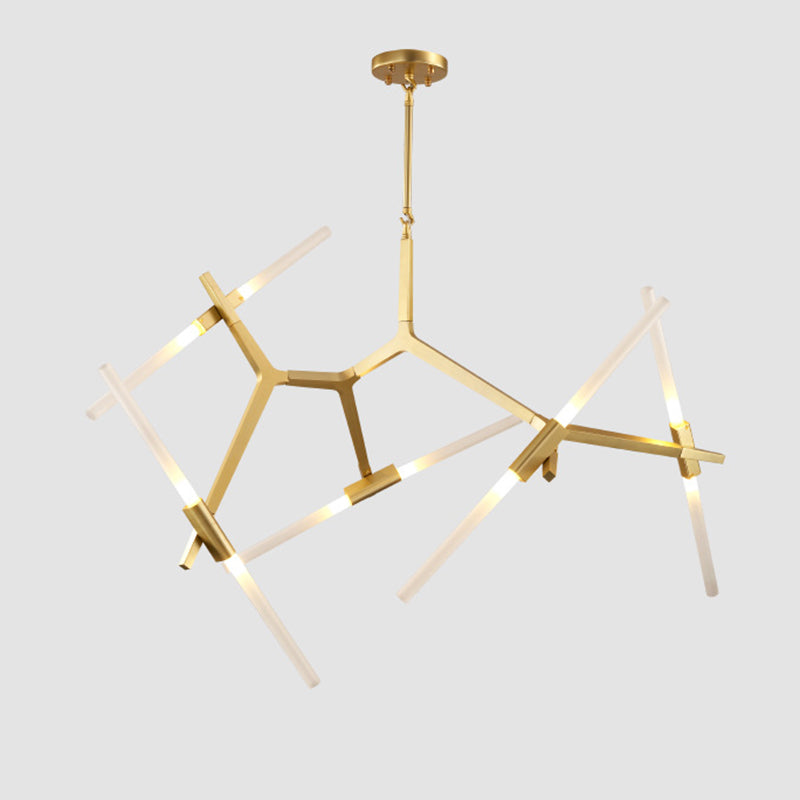 Acrylic LED Chandelier Modern Suspension Light in Gold for Living Room Dinning Room