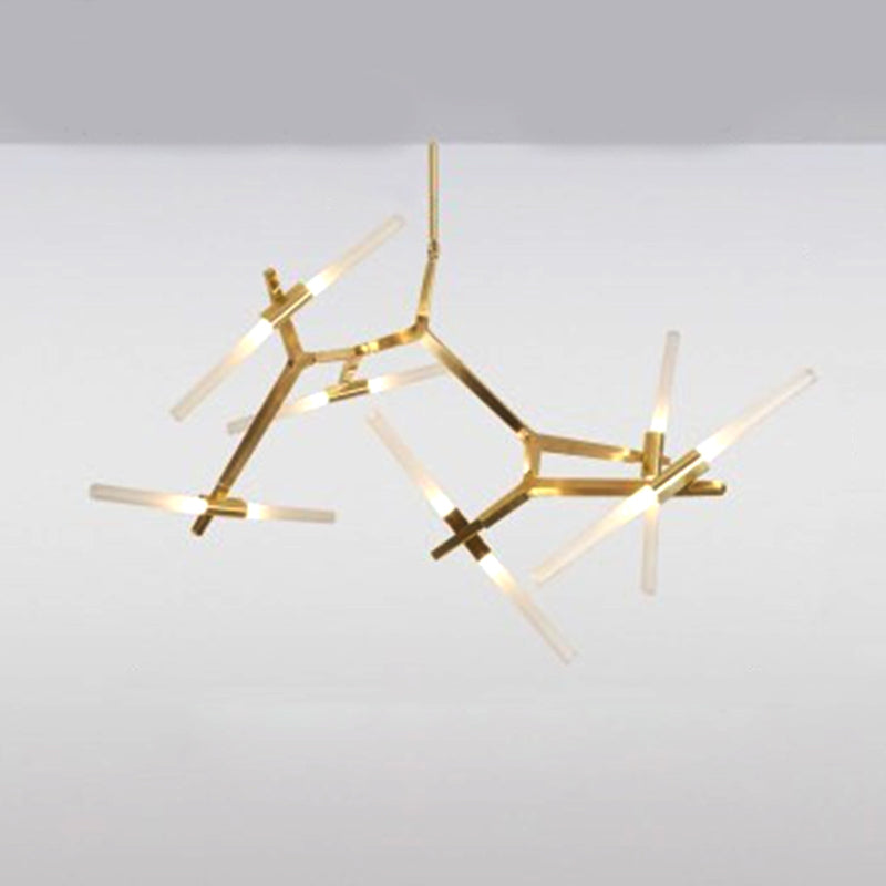 Acrylic LED Chandelier Modern Suspension Light in Gold for Living Room Dinning Room