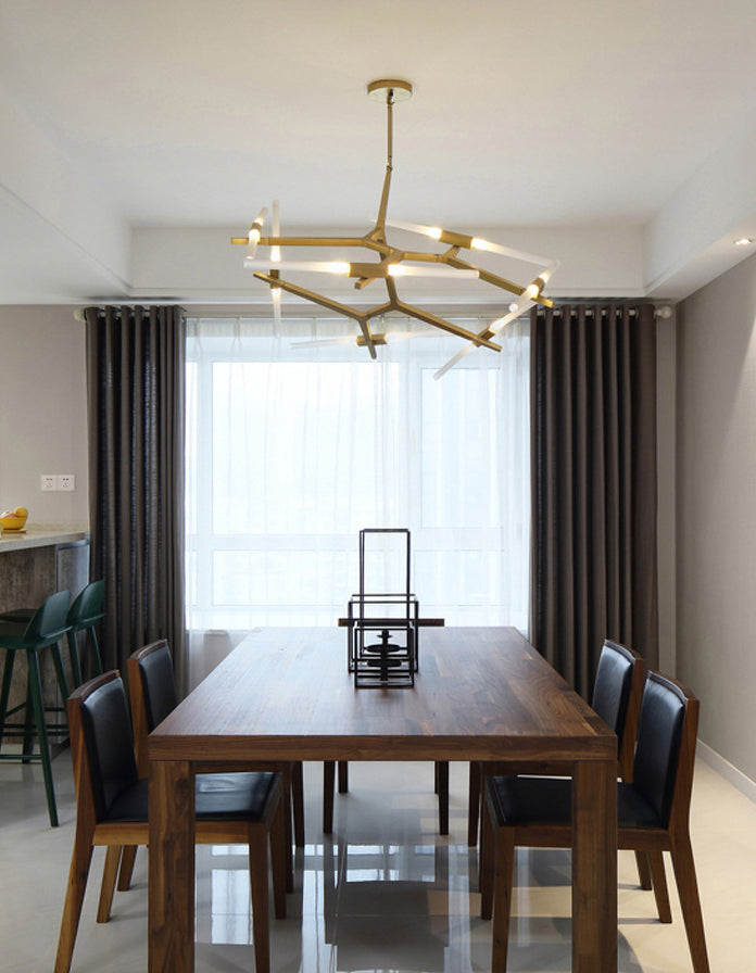 Acrylic LED Chandelier Modern Suspension Light in Gold for Living Room Dinning Room