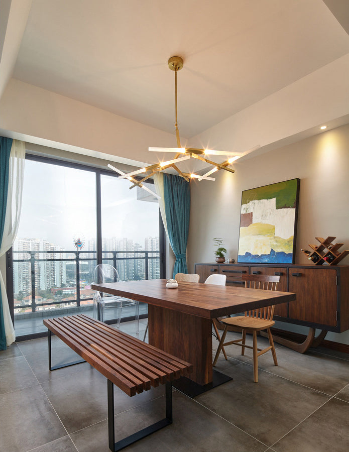 Acrylic LED Chandelier Modern Suspension Light in Gold for Living Room Dinning Room