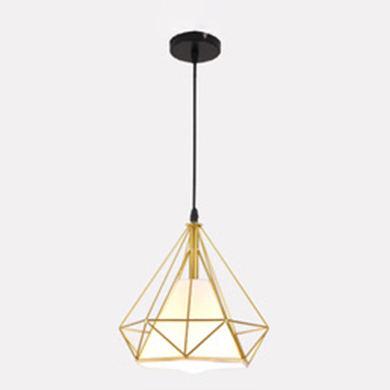 Diamond Metal Hanging Light Fixture Modern Style Down Lighting Pendant for Dinning Room