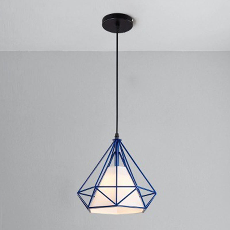 Diamond Metal Hanging Light Fixture Modern Style Down Lighting Pendant for Dinning Room