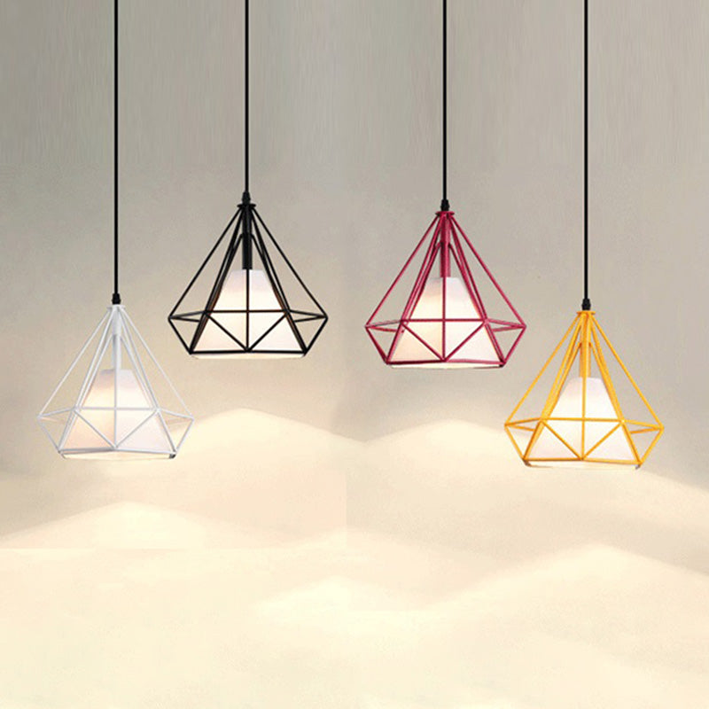 Diamond Metal Hanging Light Fixture Modern Style Down Lighting Pendant for Dinning Room