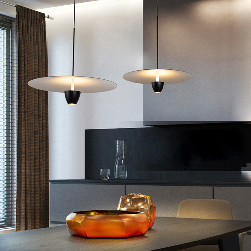 Salle à manger Neutre pendentif léger en métal noir LED de plafond simple