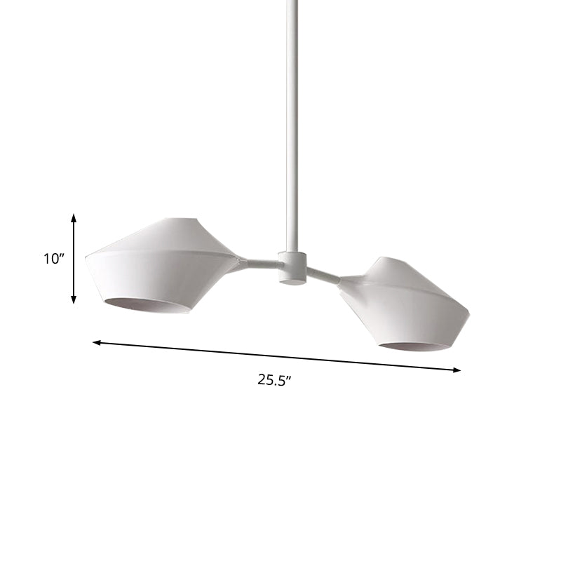 Iron Shade Chandelier Light Modern Metal 2/3/4 Lights White/Black and White/Black and Gold Dining Room Hanging Light