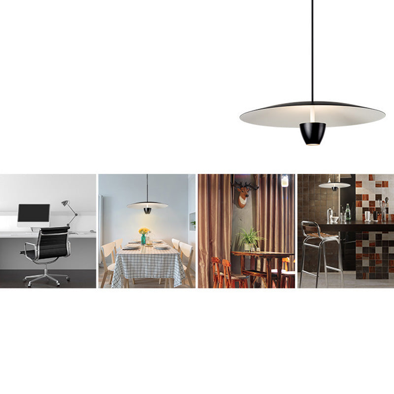Salle à manger Neutre pendentif léger en métal noir LED de plafond simple