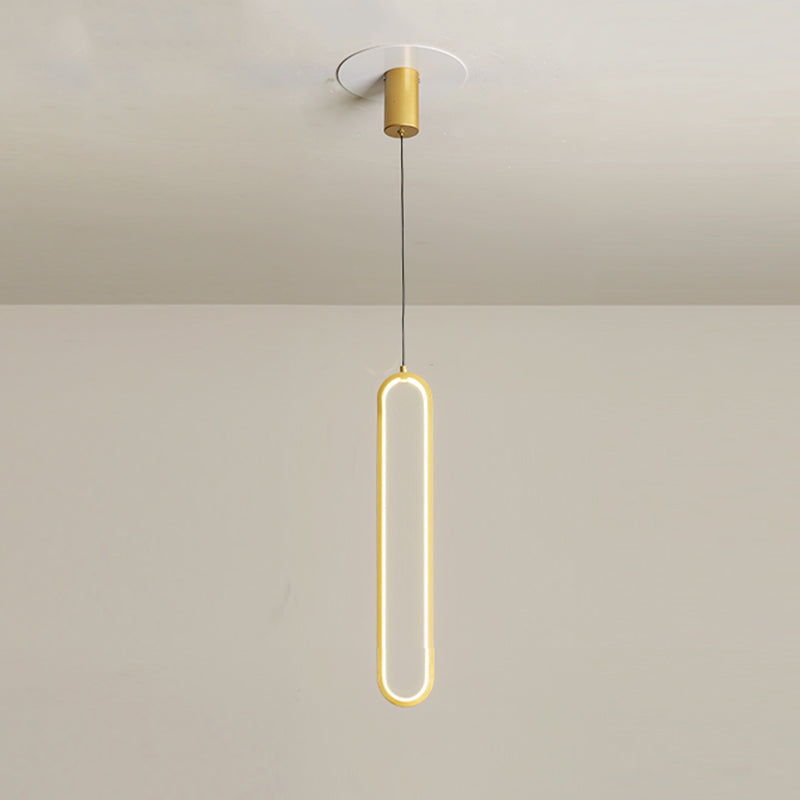Simplicity Style Pendant Lighting Fixture Oblong LED Pendant Light Kit with Metal Shade