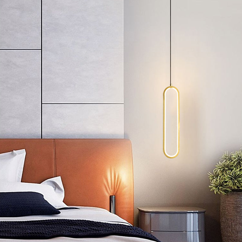 Simplicity Style Pendant Lighting Fixture Oblong LED Pendant Light Kit with Metal Shade