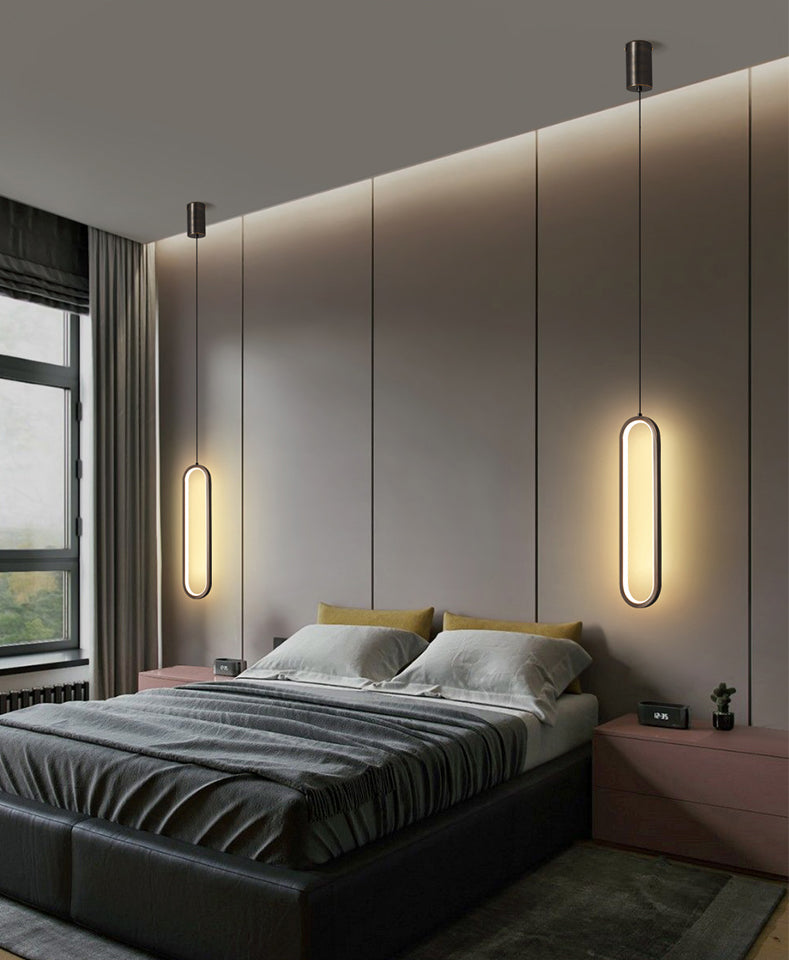 Simplicity Style Pendant Lighting Fixture Oblong LED Pendant Light Kit with Metal Shade