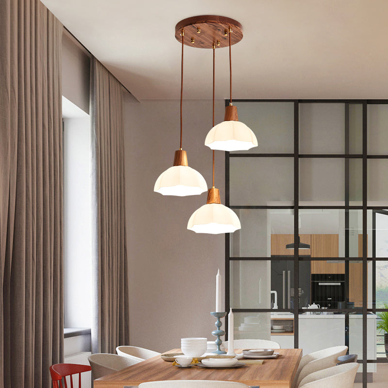 Plafond pendentif dôme Light de style contemporain en bois blanc d'éclairage pendentif blanc