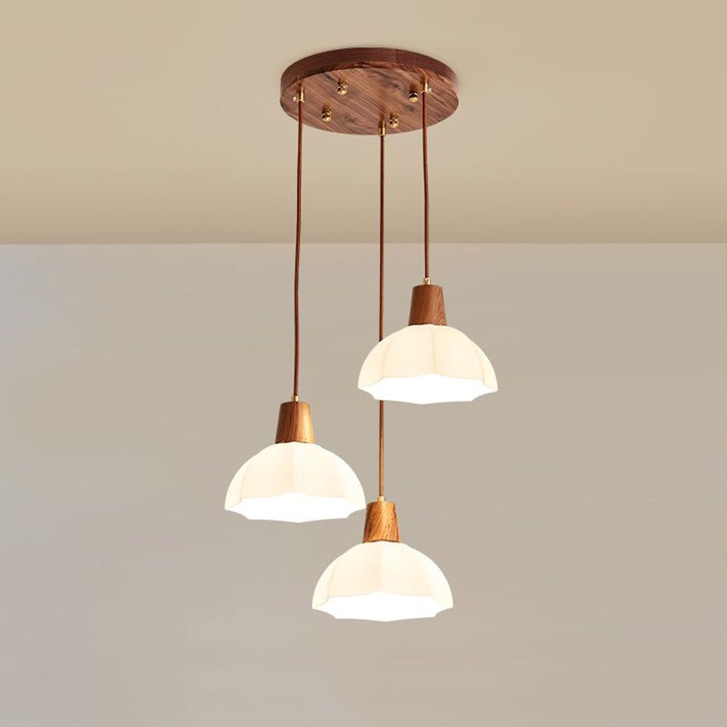 Plafond pendentif dôme Light de style contemporain en bois blanc d'éclairage pendentif blanc