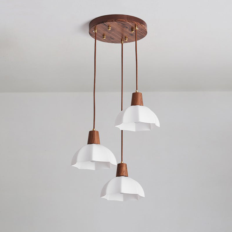 Plafond pendentif dôme Light de style contemporain en bois blanc d'éclairage pendentif blanc
